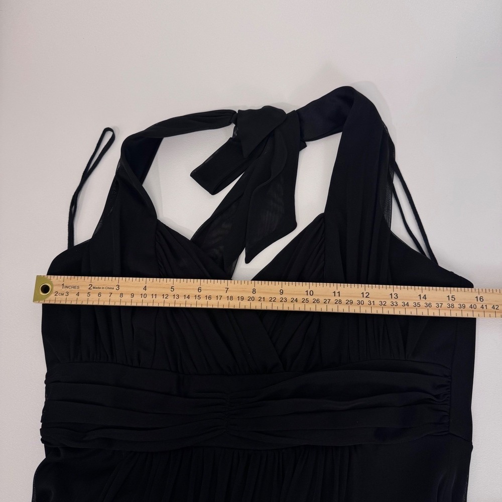VTG DOLLAR Black Halter Neck Ruched Waist Empire Waist Maxi Dress Large USA - Picture 6 of 11